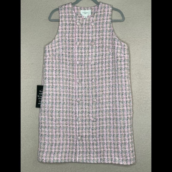 Pomander Place Tweed Bianca Sleeveless Shift Dress-Peony Pink-Women’s XL-NEW-NWT - Picture 3 of 10